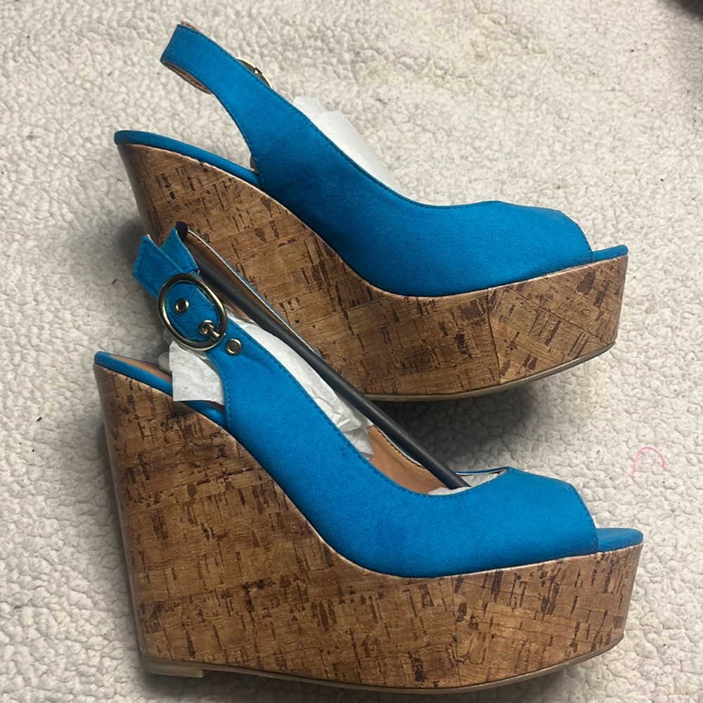 Soda Womens Cork Wedge Sandals Size 8